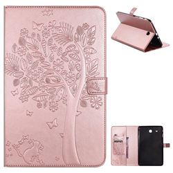 Embossing Butterfly Tree Leather Flip Cover for Samsung Galaxy Tab E 9.6 T560 T561 - Rose Gold
