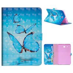 Blue Sea Butterflies 3D Painted Leather Tablet Wallet Case for Samsung Galaxy Tab E 9.6 T560 T561