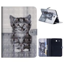 Smiling Cat 3D Painted Leather Tablet Wallet Case for Samsung Galaxy Tab E 9.6 T560 T561