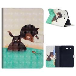 Fox Catching Fish 3D Painted Leather Tablet Wallet Case for Samsung Galaxy Tab E 9.6 T560 T561