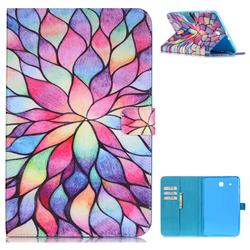 Colorful Lotus Folio Stand Leather Wallet Case for Samsung Galaxy Tab E 9.6 T560 T561