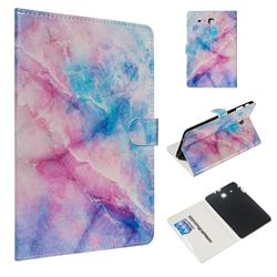 Blue Pink Marble Smooth Leather Tablet Wallet Case for Samsung Galaxy Tab E 9.6 T560 T561