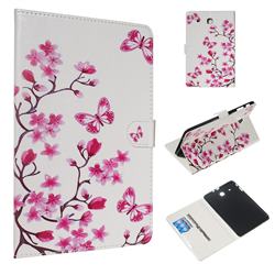 Rose Butterfly Flower Smooth Leather Tablet Wallet Case for Samsung Galaxy Tab E 9.6 T560 T561