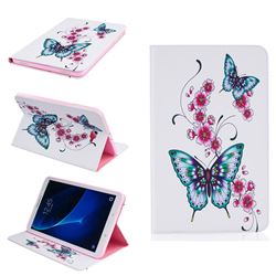 Peach Butterflies Folio Stand Leather Wallet Case for Samsung Galaxy Tab A 10.1 T580 T585