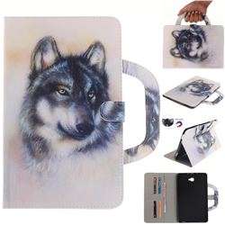 Snow Wolf Handbag Tablet Leather Wallet Flip Cover for Samsung Galaxy Tab A 10.1 T580 T585