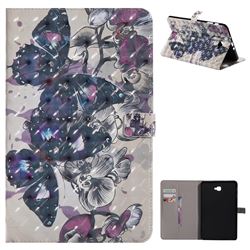 Black Butterfly 3D Painted Tablet Leather Wallet Case for Samsung Galaxy Tab A 10.1 T580 T585
