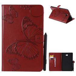 Embossing 3D Butterfly Leather Wallet Case for Samsung Galaxy Tab A 10.1 T580 T585 - Red