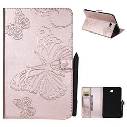 Embossing 3D Butterfly Leather Wallet Case for Samsung Galaxy Tab A 10.1 T580 T585 - Rose Gold