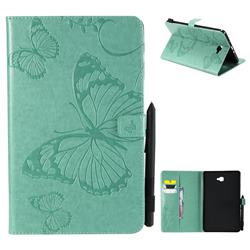 Embossing 3D Butterfly Leather Wallet Case for Samsung Galaxy Tab A 10.1 T580 T585 - Green