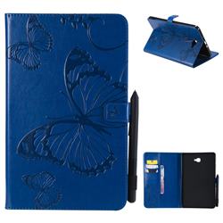 Embossing 3D Butterfly Leather Wallet Case for Samsung Galaxy Tab A 10.1 T580 T585 - Blue