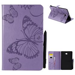 Embossing 3D Butterfly Leather Wallet Case for Samsung Galaxy Tab A 10.1 T580 T585 - Purple