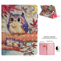 Purple Owl 3D Painted Leather Wallet Tablet Case for Samsung Galaxy Tab A 10.1 T580 T585