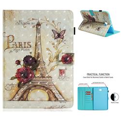 Flower Eiffel Tower 3D Painted Leather Wallet Tablet Case for Samsung Galaxy Tab A 10.1 T580 T585