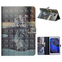Tiger and Cat 3D Painted Leather Tablet Wallet Case for Samsung Galaxy Tab A 10.1 T580 T585