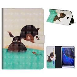 Fox Catching Fish 3D Painted Leather Tablet Wallet Case for Samsung Galaxy Tab A 10.1 T580 T585