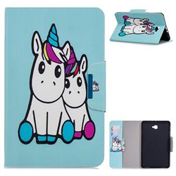 Couple Unicorn Folio Flip Stand Leather Wallet Case for Samsung Galaxy Tab A 10.1 T580 T585