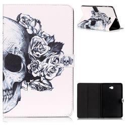Skull Flower Folio Stand Leather Wallet Case for Samsung Galaxy Tab A 10.1 T580 T585