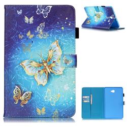 Gold Butterfly Folio Stand Leather Wallet Case for Samsung Galaxy Tab A 10.1 T580 T585