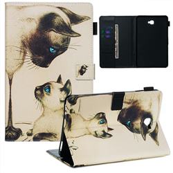 Cat Confrontation Matte Leather Wallet Tablet Case for Samsung Galaxy Tab A 10.1 T580 T585