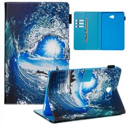 Waves and Sun Matte Leather Wallet Tablet Case for Samsung Galaxy Tab A 10.1 T580 T585