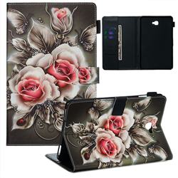Black Rose Matte Leather Wallet Tablet Case for Samsung Galaxy Tab A 10.1 T580 T585