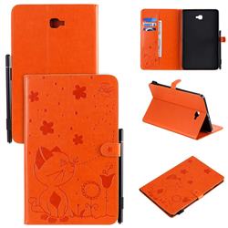 Embossing Bee and Cat Leather Flip Cover for Samsung Galaxy Tab A 10.1 T580 T585 - Orange