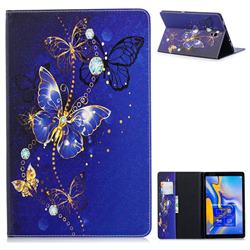 Gold and Blue Butterfly Folio Stand Tablet Leather Wallet Case for Samsung Galaxy Tab A 10.5 T590 T595