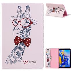 Glasses Giraffe Folio Stand Leather Wallet Case for Samsung Galaxy Tab A 10.5 T590 T595
