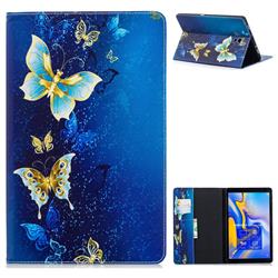 Golden Butterflies Folio Stand Leather Wallet Case for Samsung Galaxy Tab A 10.5 T590 T595