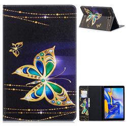 Golden Shining Butterfly Folio Stand Leather Wallet Case for Samsung Galaxy Tab A 10.5 T590 T595