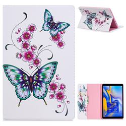 Peach Butterflies Folio Stand Leather Wallet Case for Samsung Galaxy Tab A 10.5 T590 T595