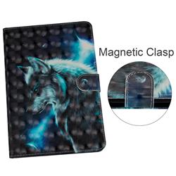 Snow Wolf 3D Painted Leather Tablet Wallet Case for Samsung Galaxy Tab A 10.5 T590 T595