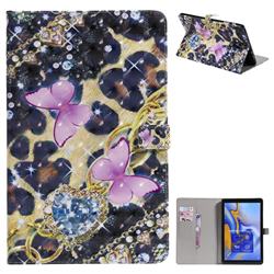 Violet Butterfly 3D Painted Tablet Leather Wallet Case for Samsung Galaxy Tab A 10.5 T590 T595