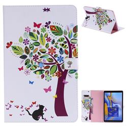 Cat and Tree Folio Flip Stand Leather Wallet Case for Samsung Galaxy Tab A 10.5 T590 T595