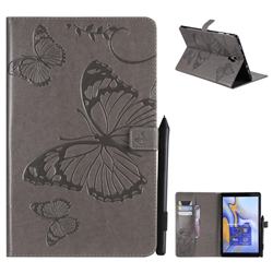 Embossing 3D Butterfly Leather Wallet Case for Samsung Galaxy Tab A 10.5 T590 T595 - Gray