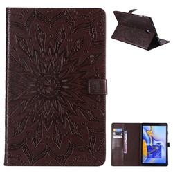 Embossing Sunflower Leather Flip Cover for Samsung Galaxy Tab A 10.5 T590 T595 - Brown