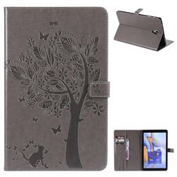 Embossing Butterfly Tree Leather Flip Cover for Samsung Galaxy Tab A 10.5 T590 T595 - Grey