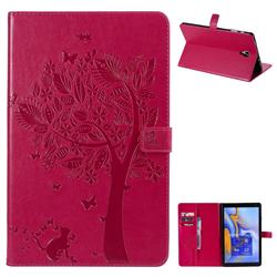 Embossing Butterfly Tree Leather Flip Cover for Samsung Galaxy Tab A 10.5 T590 T595 - Rose