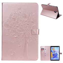 Embossing Butterfly Tree Leather Flip Cover for Samsung Galaxy Tab A 10.5 T590 T595 - Rose Gold
