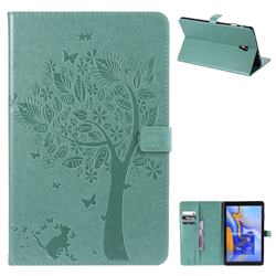 Embossing Butterfly Tree Leather Flip Cover for Samsung Galaxy Tab A 10.5 T590 T595 - Cyan