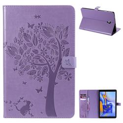 Embossing Butterfly Tree Leather Flip Cover for Samsung Galaxy Tab A 10.5 T590 T595 - Purple