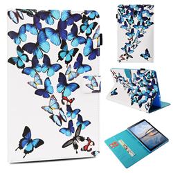 Blue Vivid Butterflies Folio Stand Leather Wallet Case for Samsung Galaxy Tab A 10.5 T590 T595