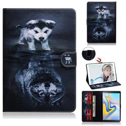 Wolf and Dog Painting Tablet Leather Wallet Flip Cover for Samsung Galaxy Tab A 10.5 T590 T595