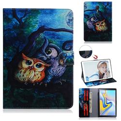 Oil Painting Owl Painting Tablet Leather Wallet Flip Cover for Samsung Galaxy Tab A 10.5 T590 T595