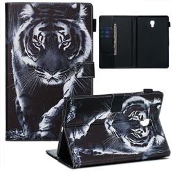 Black and White Tiger Matte Leather Wallet Tablet Case for Samsung Galaxy Tab A 10.5 T590 T595