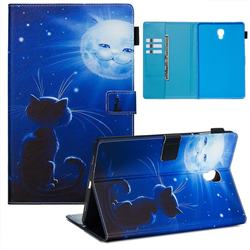 Cat and Moon Matte Leather Wallet Tablet Case for Samsung Galaxy Tab A 10.5 T590 T595
