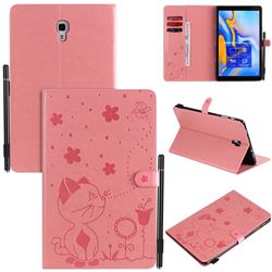 Embossing Bee and Cat Leather Flip Cover for Samsung Galaxy Tab A 10.5 T590 T595 T597 - Pink
