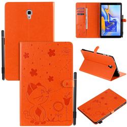 Embossing Bee and Cat Leather Flip Cover for Samsung Galaxy Tab A 10.5 T590 T595 T597 - Orange