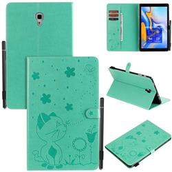 Embossing Bee and Cat Leather Flip Cover for Samsung Galaxy Tab A 10.5 T590 T595 T597 - Green