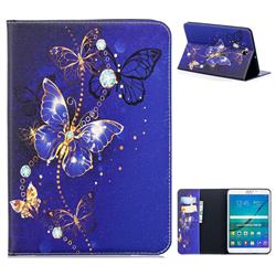 Gold and Blue Butterfly Folio Stand Tablet Leather Wallet Case for Samsung Galaxy Tab S2 8.0 T710 T715 T719